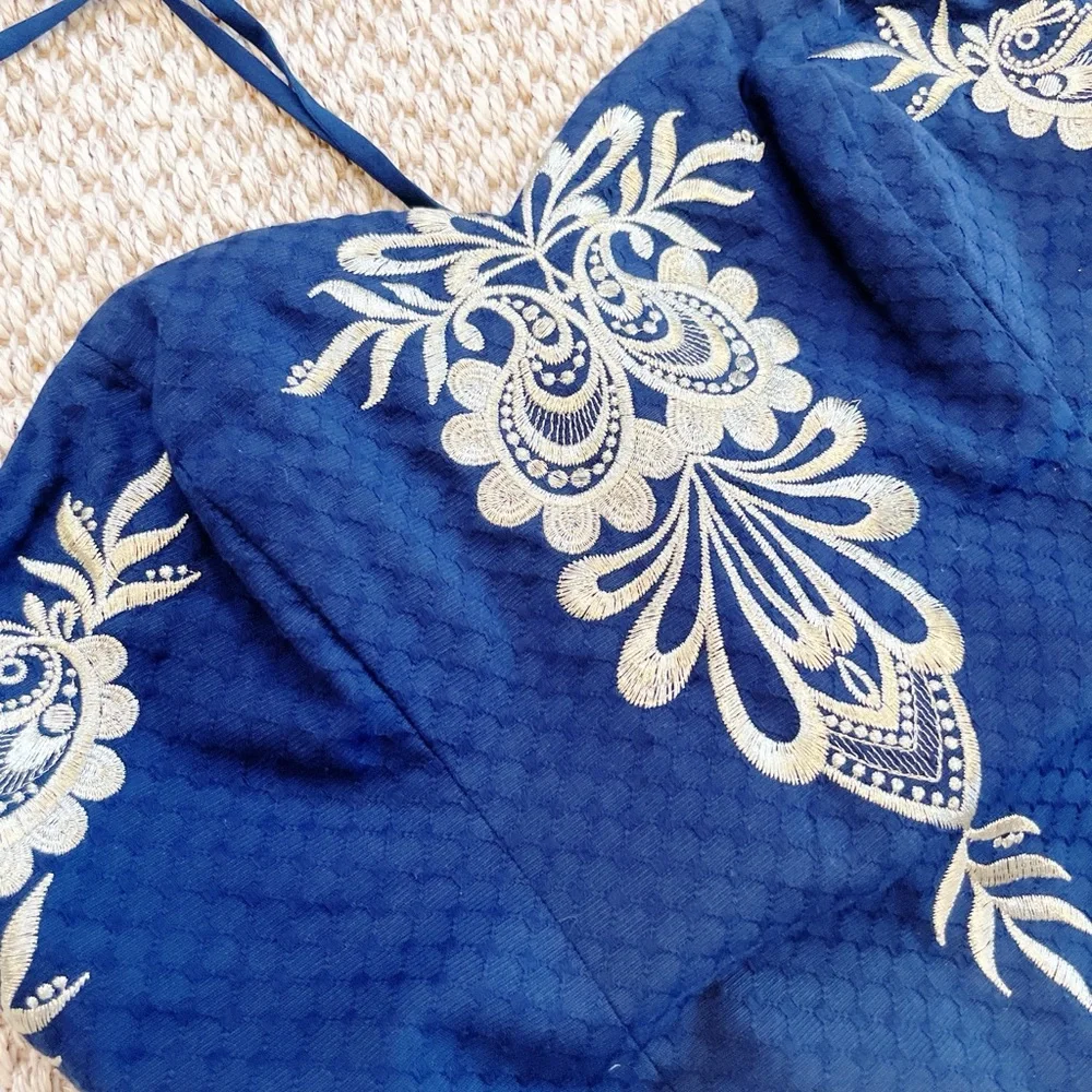 NWT Lilly Pulitzer DEMI CONVERTIBLE DRESS True Navy Embroidered Gold 2 - Picture 5 of 11